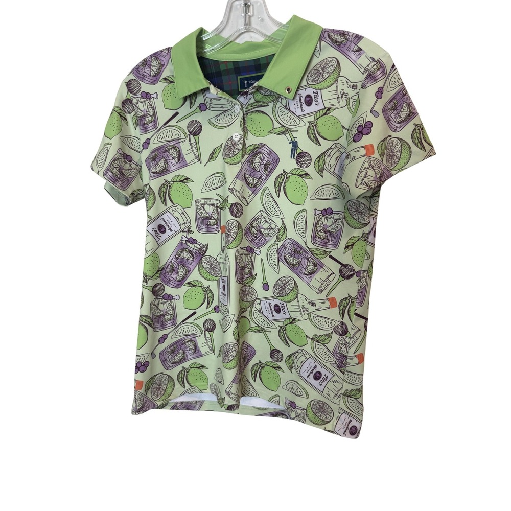 William Murray Polo Shirt Mens Small Green Tito's Golf Print Performance Stretch